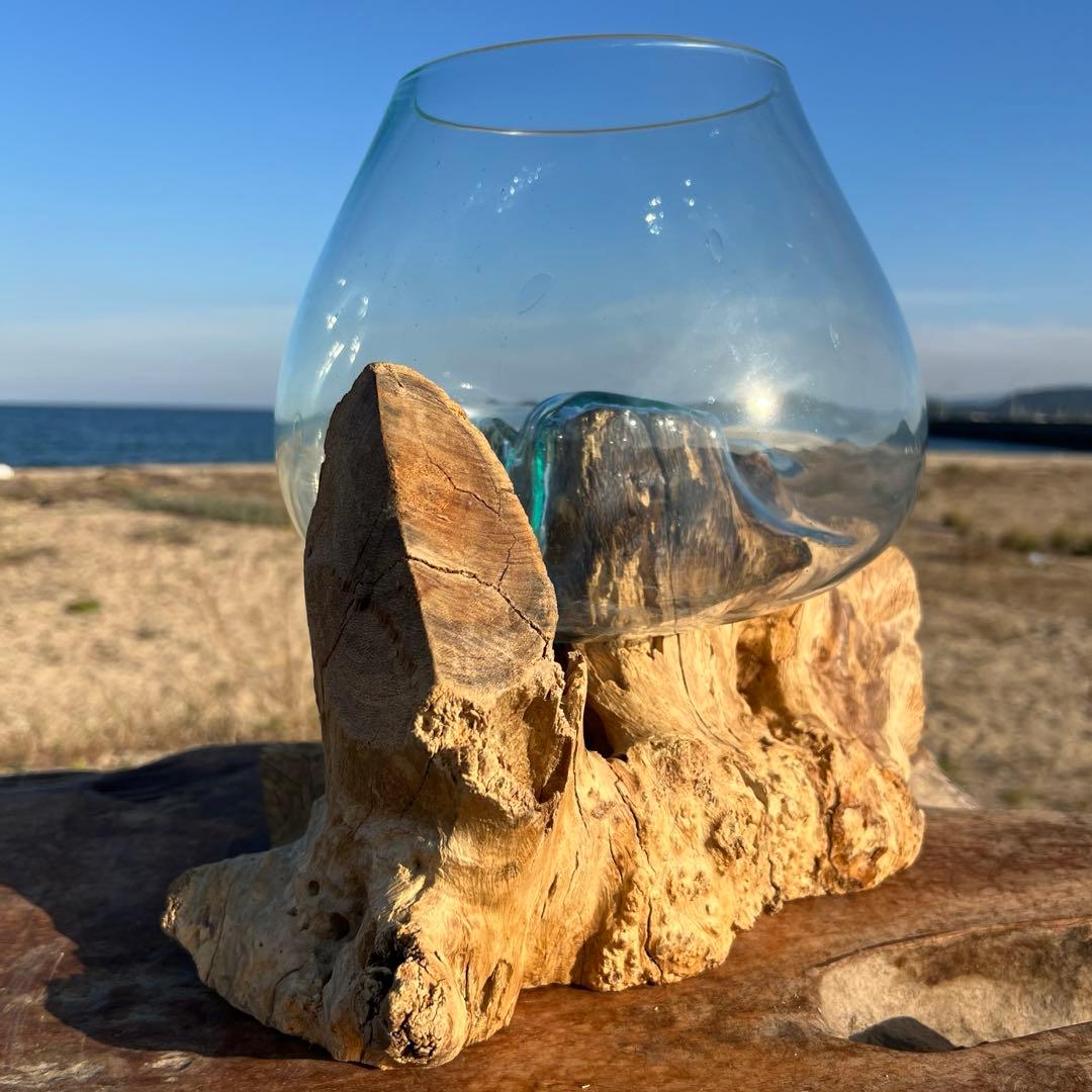 流木ガラス オブジェ超特大J 花瓶 金魚鉢 水槽 テラリウム 観賞魚 メダカ容器