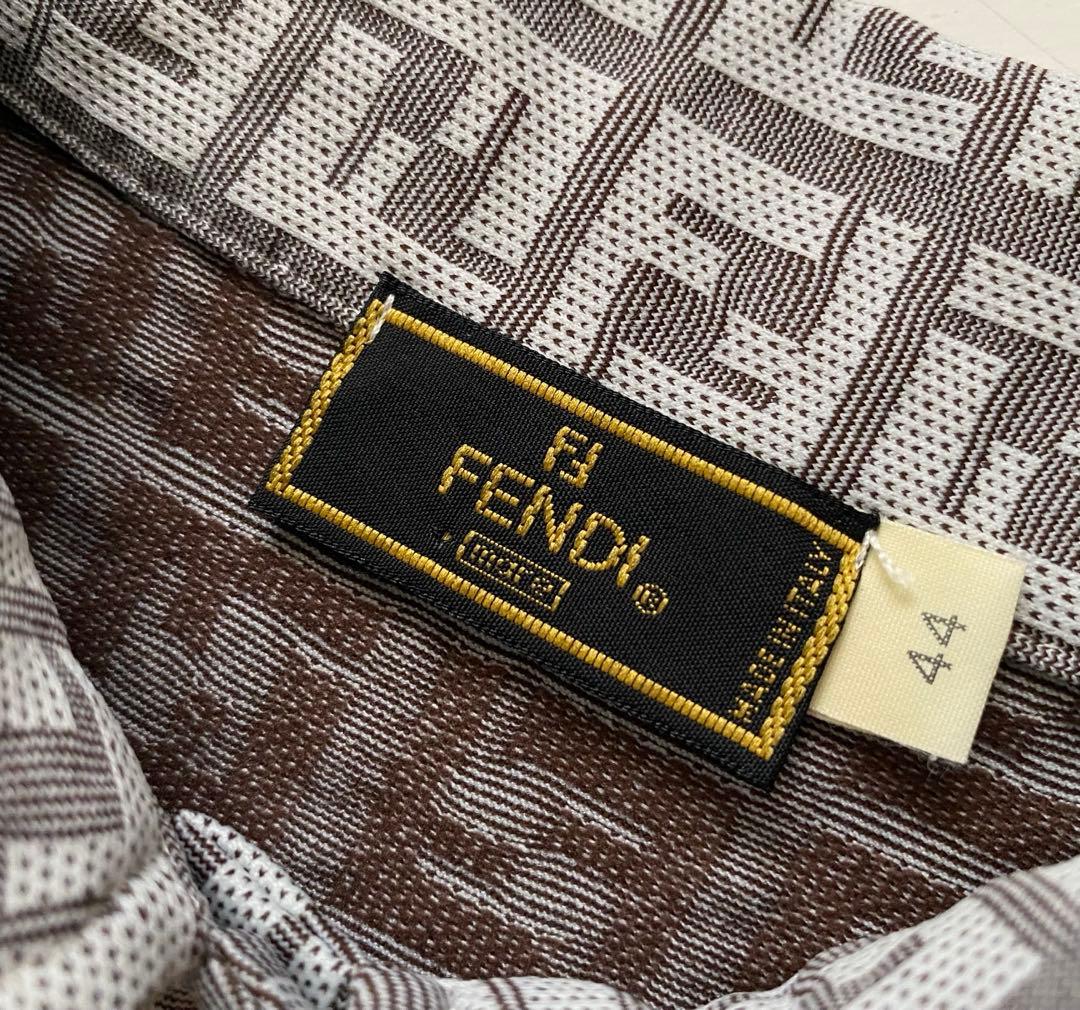 美品 FENDI フェンディ ズッカ柄 半袖 ポロシャツ 44 ロゴ