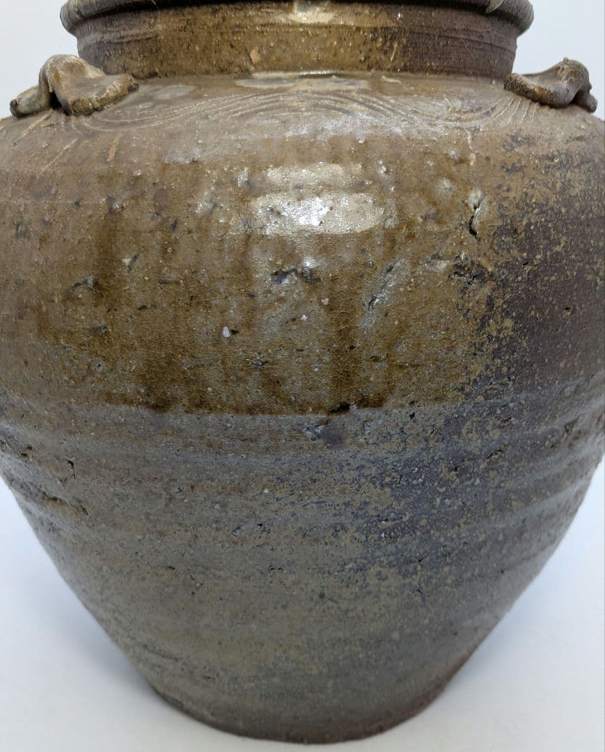 小西陶古 備前焼 四耳壺 四耳壷 つぼ 花器 フラワーベース 花入 花瓶 置物