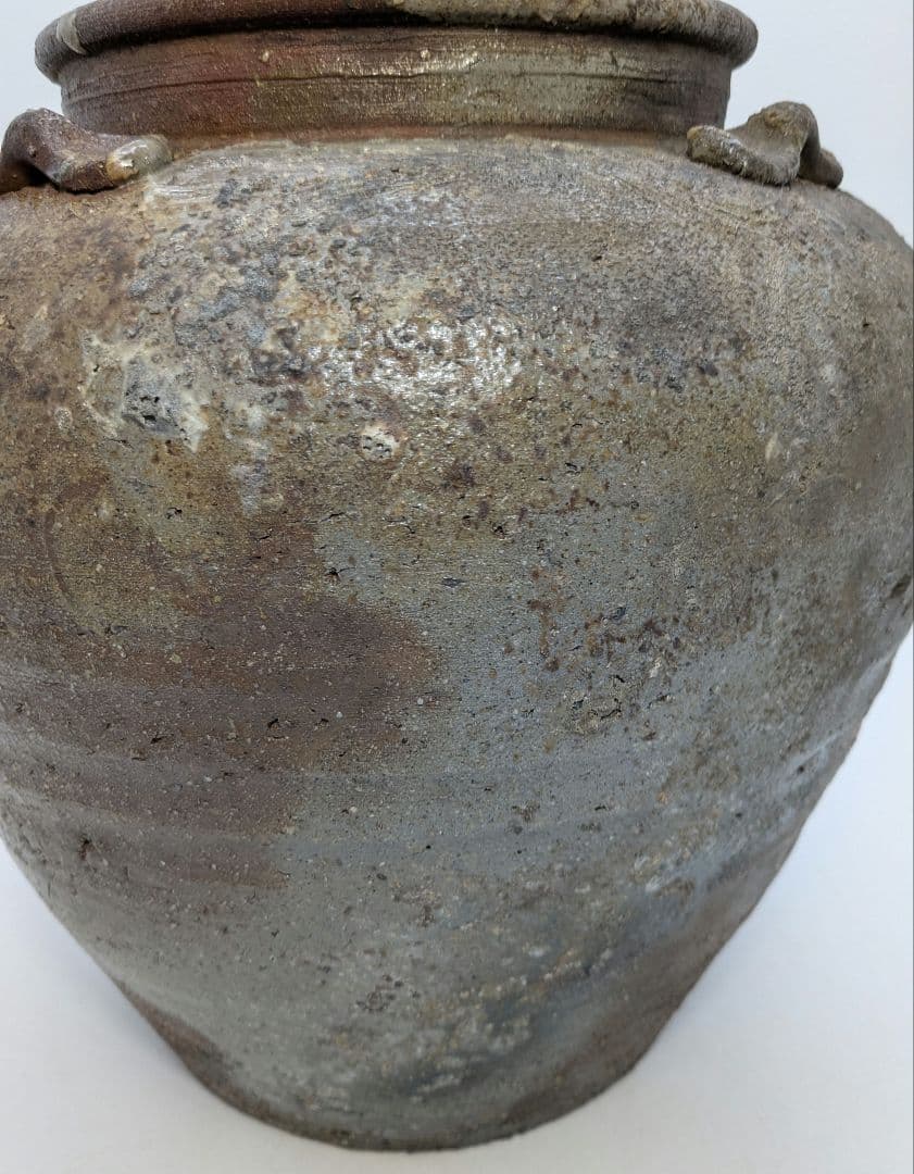 小西陶古 備前焼 四耳壺 四耳壷 つぼ 花器 フラワーベース 花入 花瓶 置物