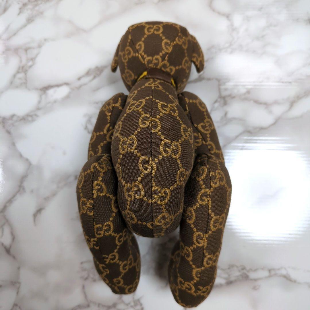 グッチ　GG柄　GGキャンバス　テディベア　くま　ぬいぐるみ　ブラウン　総柄