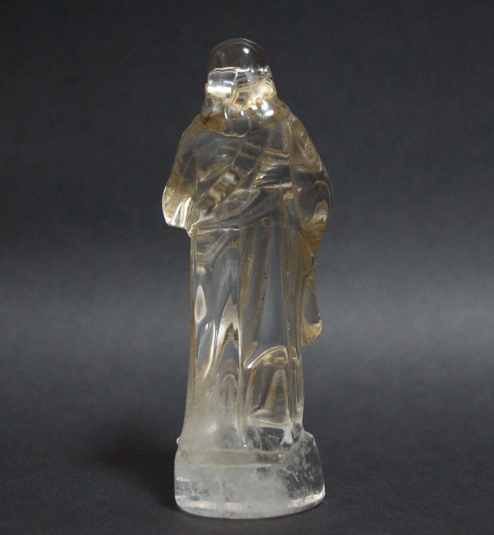時代高品質高透明度 天然本水晶 細工手彫り彫刻『イエス様』置物