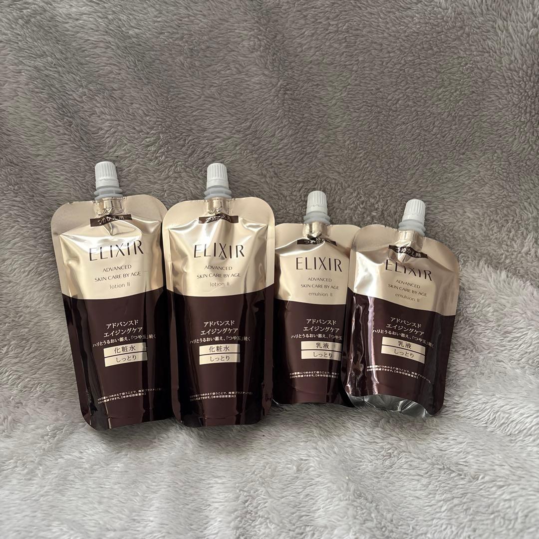 エリクシール アドバンスドエイジングケア化粧水乳液 詰め替え4個セット