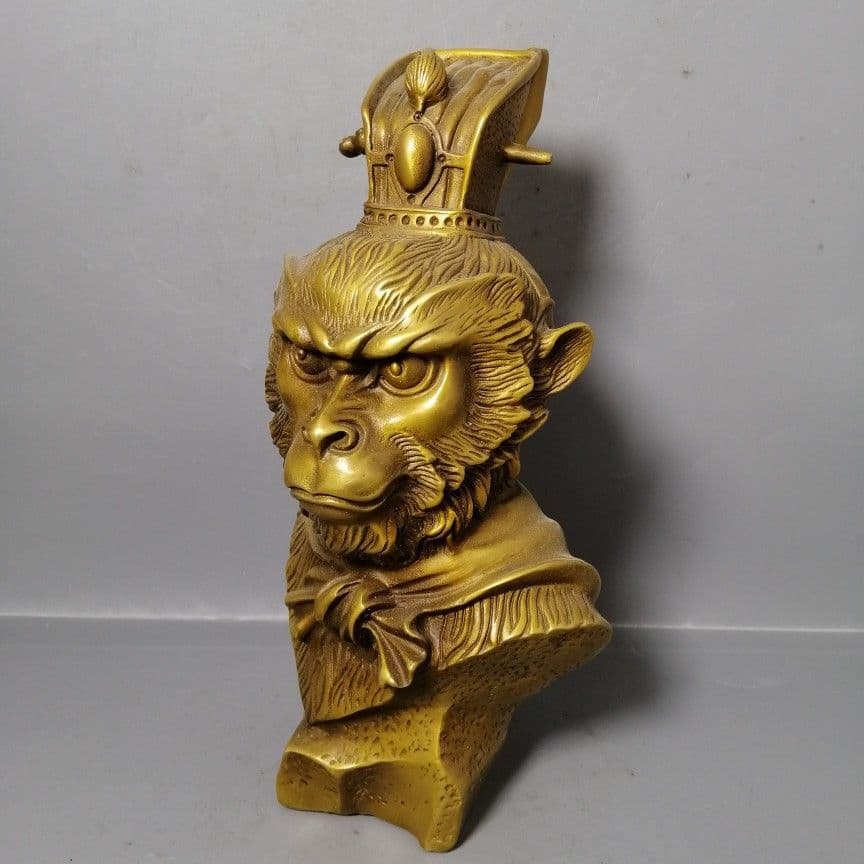 銅器 斉天大聖孫悟空銅像 美猴王神像 玄関 書架 茶台 客間 装飾品 工芸品置物
