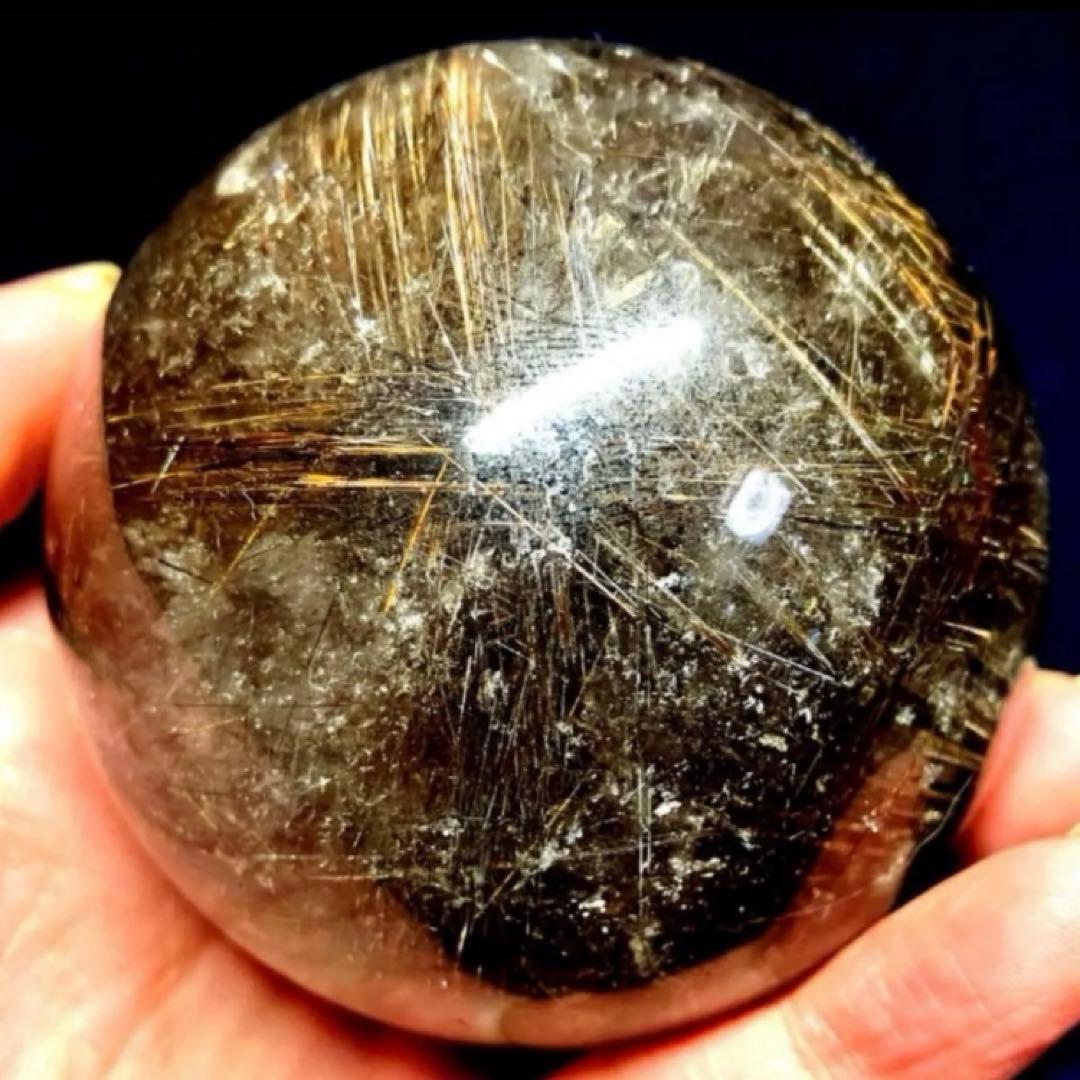 超大玉　67mm ゴールドスモーキールチルクォーツ　金針水晶　パワーストーン