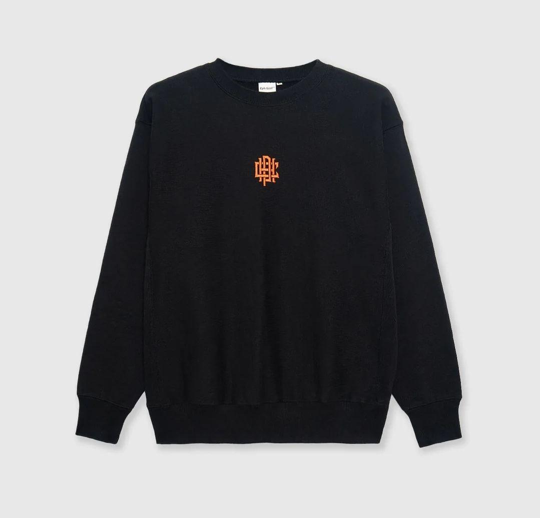 ☆Cph/Golf☆裏起毛OVERLAP LOGO クルースウェットS黒オレンジ