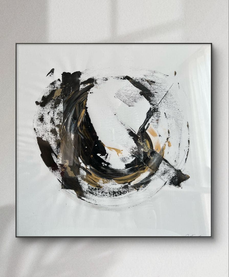 原画/額装済み/和風/禅/絵画/アート/抽象画/モダン/ホテル/黒/ゴールド