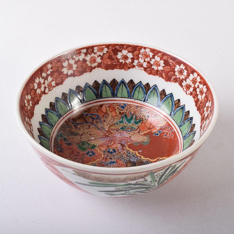 瀬戸焼　古瀬戸　赤絵金彩　鳳凰文　鉢　V　R8600