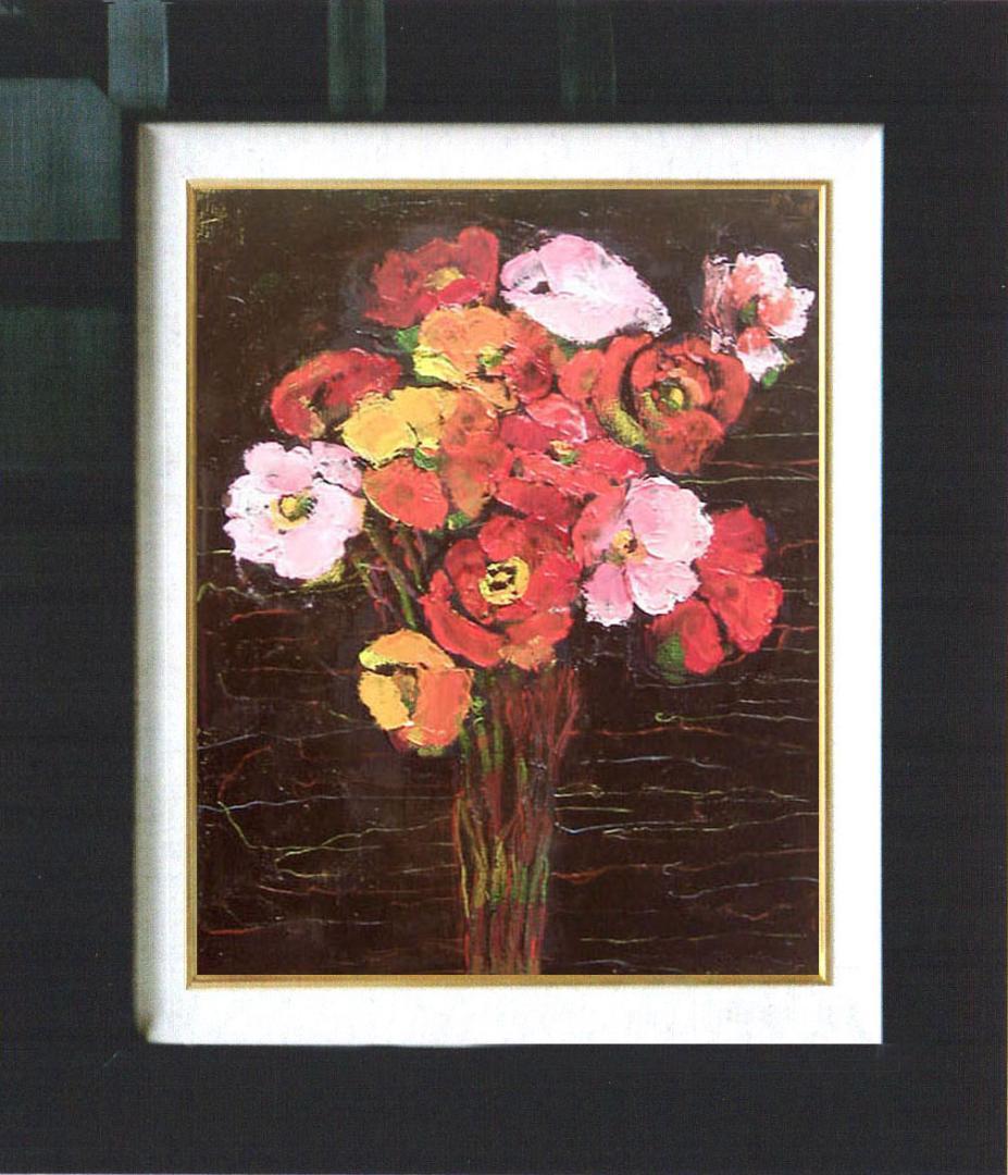 油絵 菅家令子 絵 絵画 インテリア uF6-112002 花 ポピー