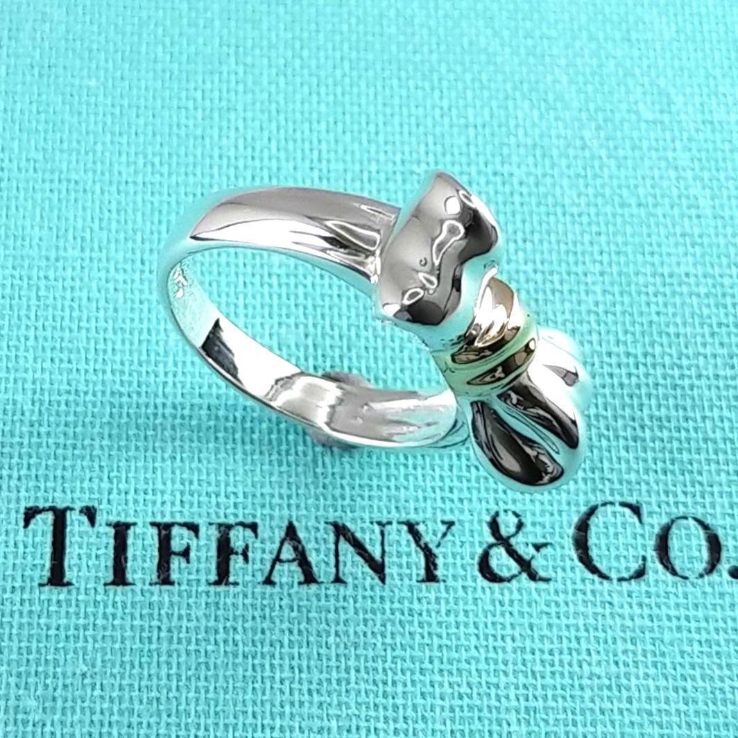 ●SALE●【ティファニー】リボン　コンビ　リング　７号　2248