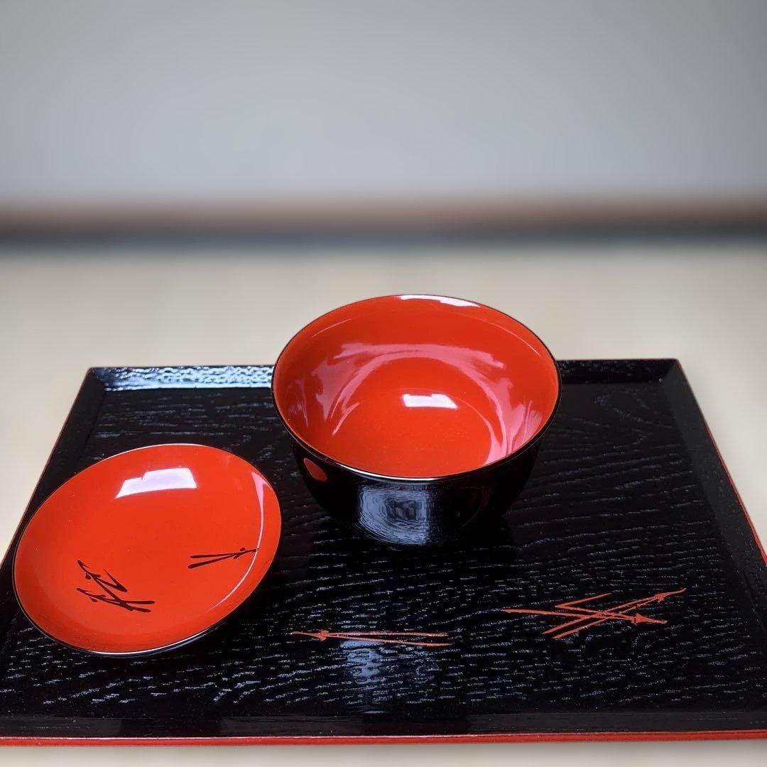 輪島塗　お汁粉椀　お膳　5客組　折れ松葉文　汁物椀　未使用品