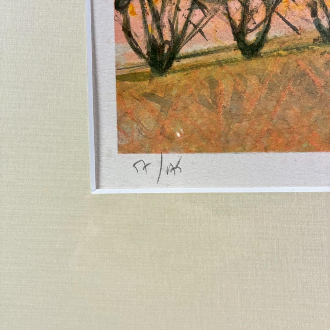 アンドレ・ブーリエ「11月のぶどう畑」リトグラフ 直筆サイン入 額縁入り