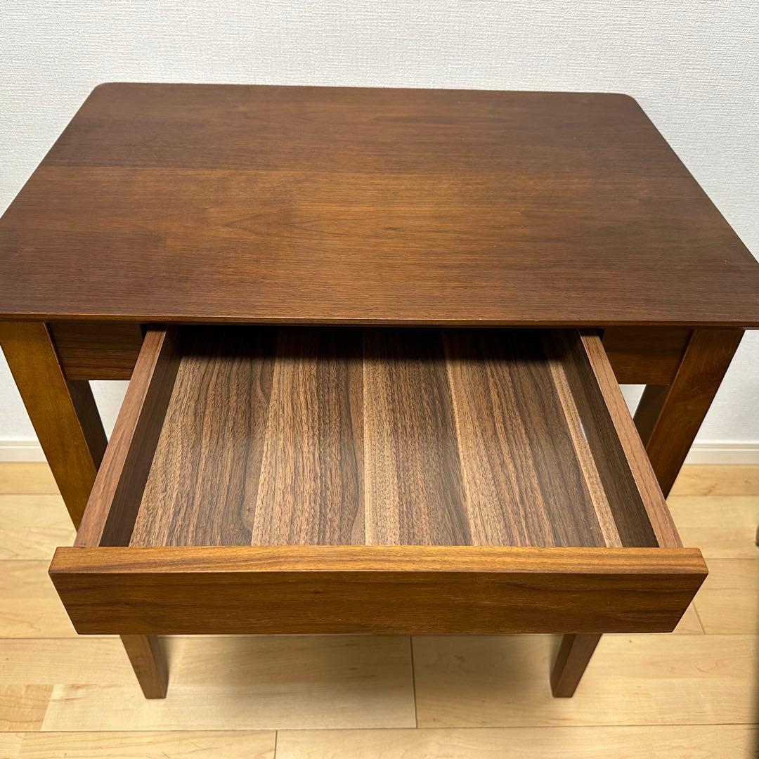 ブラウン 木製 テーブル 引き出し付き