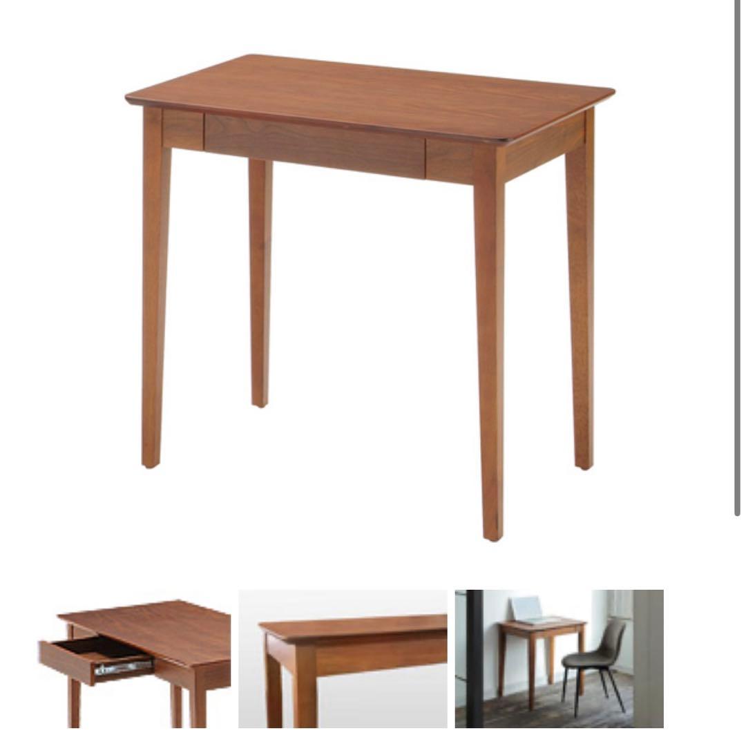 ブラウン 木製 テーブル 引き出し付き