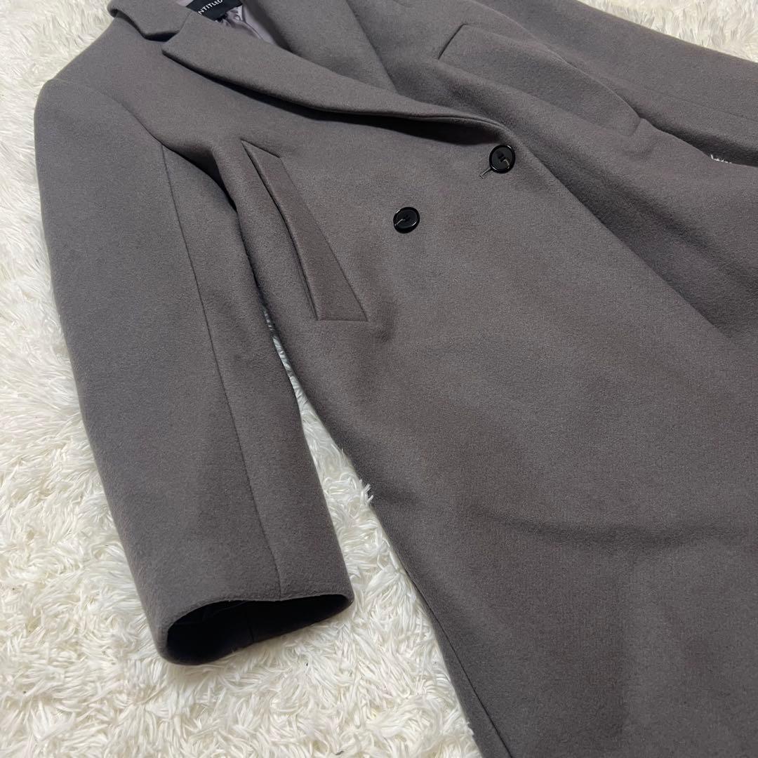 UNTITLED ウールメルトン チェスターコート ダブル グレー キュプラ