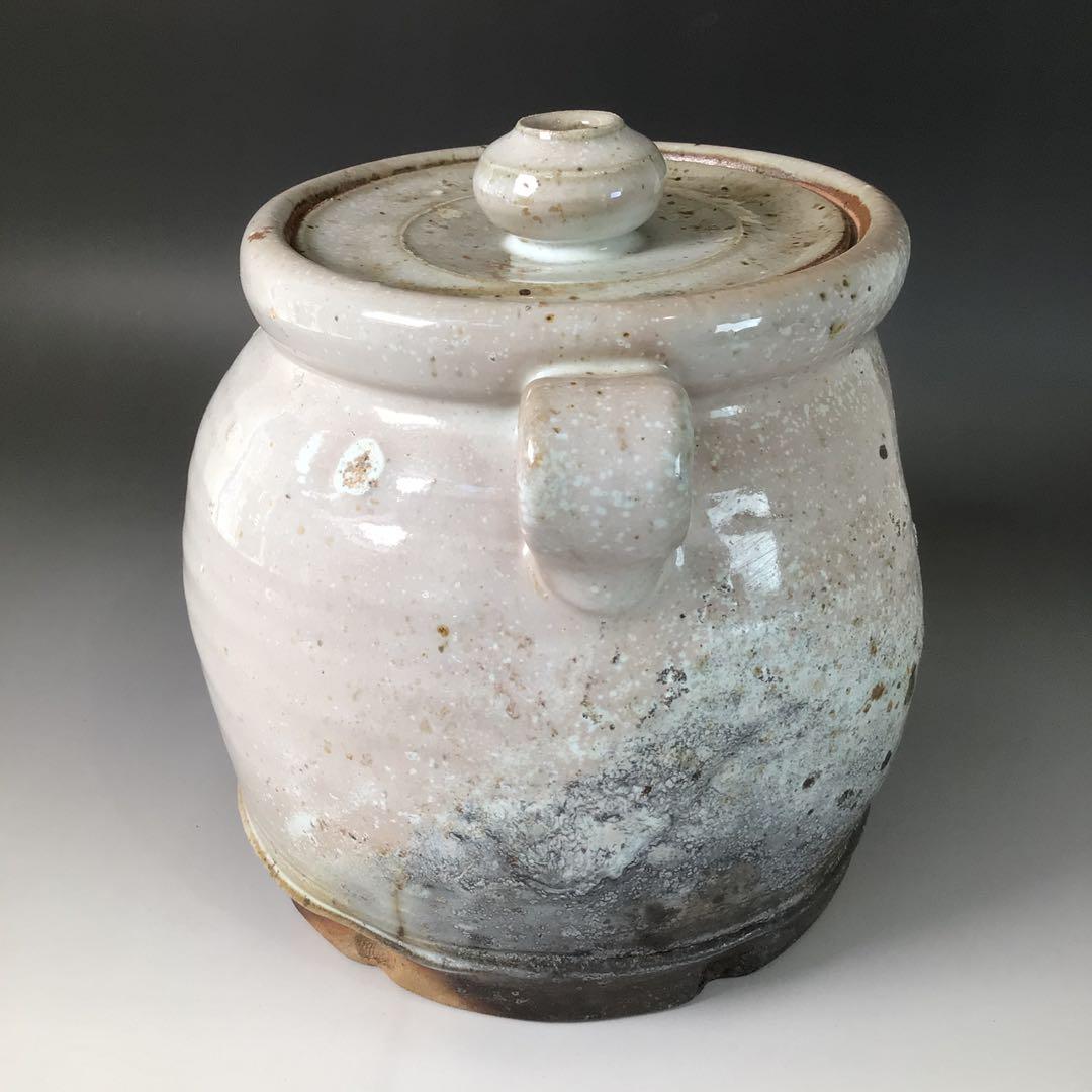 Ｒ８５４　水指　『萩焼』『高見世清光造』『耳付水指』　共箱　茶道具