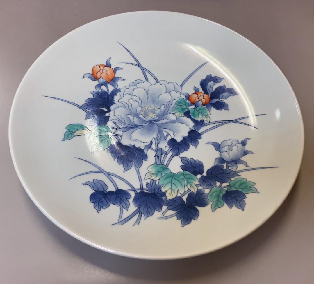 市川龍仙 鍋島焼 額皿 【真作保証】