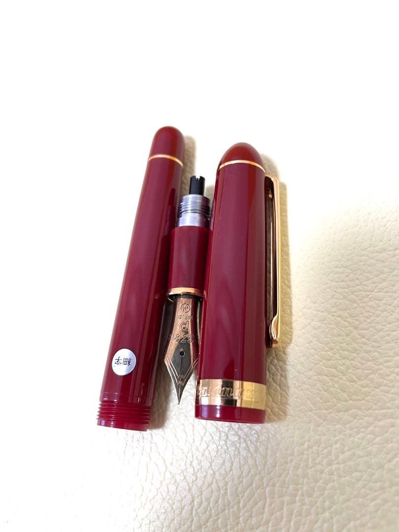 PLATINUM センチュリー 14K 細字 レッド 万年筆 箱付き