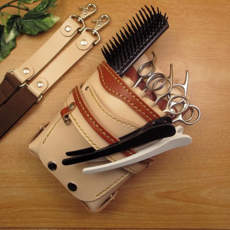 ☆特別価格☆　ヌメ革ナチュラル　６丁差し　 シザーケース　SCY-72/NB