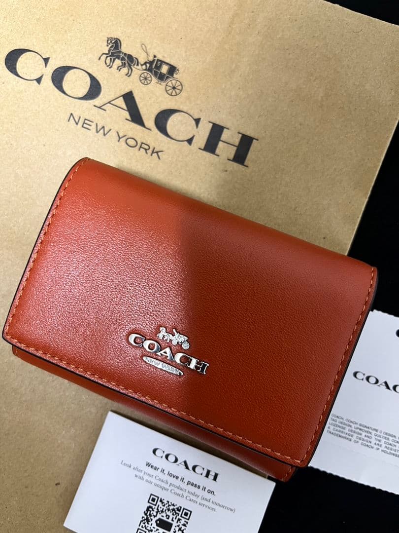 COACH コーチ 折り財布 マイクロウォレット ミニ財布 オレンジ
