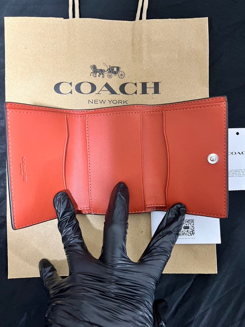 COACH コーチ 折り財布 マイクロウォレット ミニ財布 オレンジ