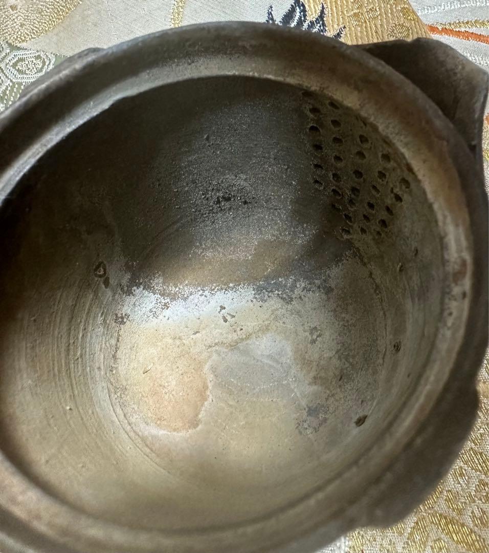 備前 宝瓶　急須 細字彫 心経 時代物　アンティーク