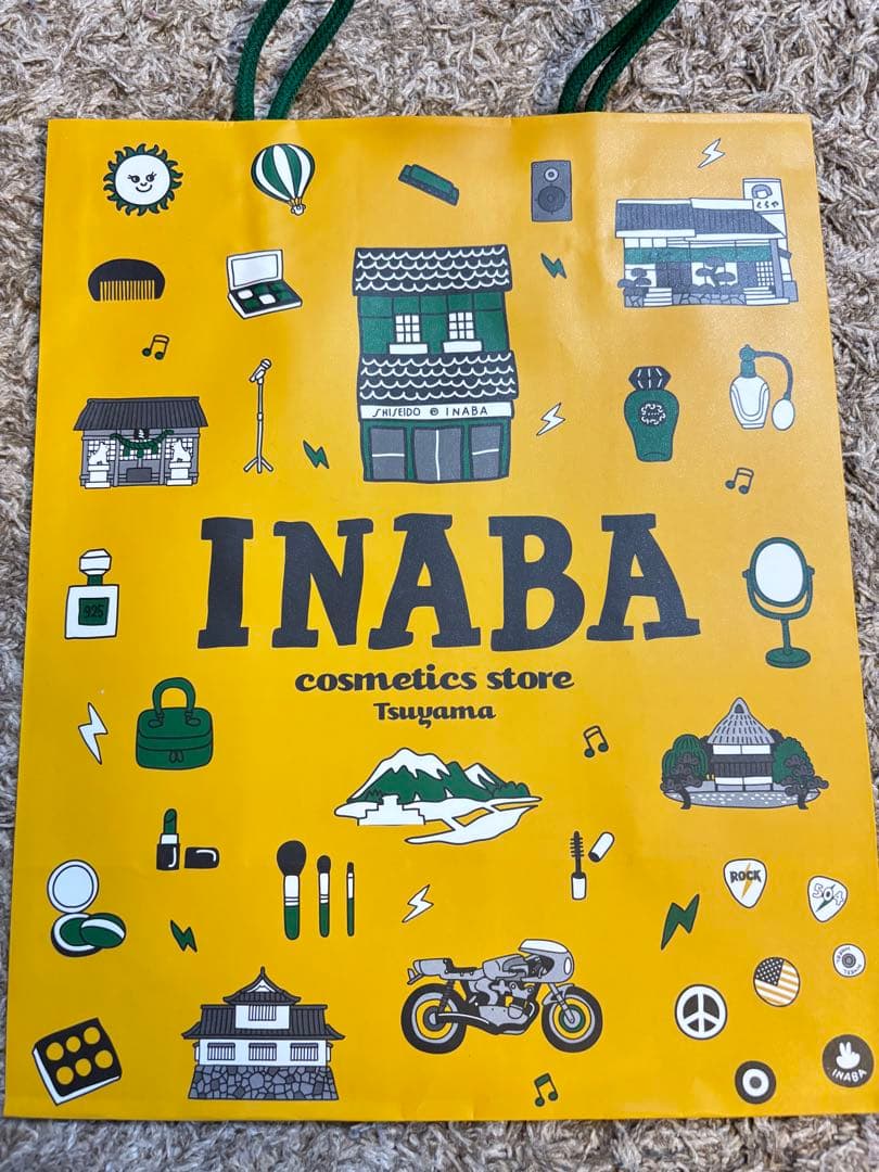 新品未開封　イナバ化粧品　稲守　ショッピングバッグ　缶バッジ