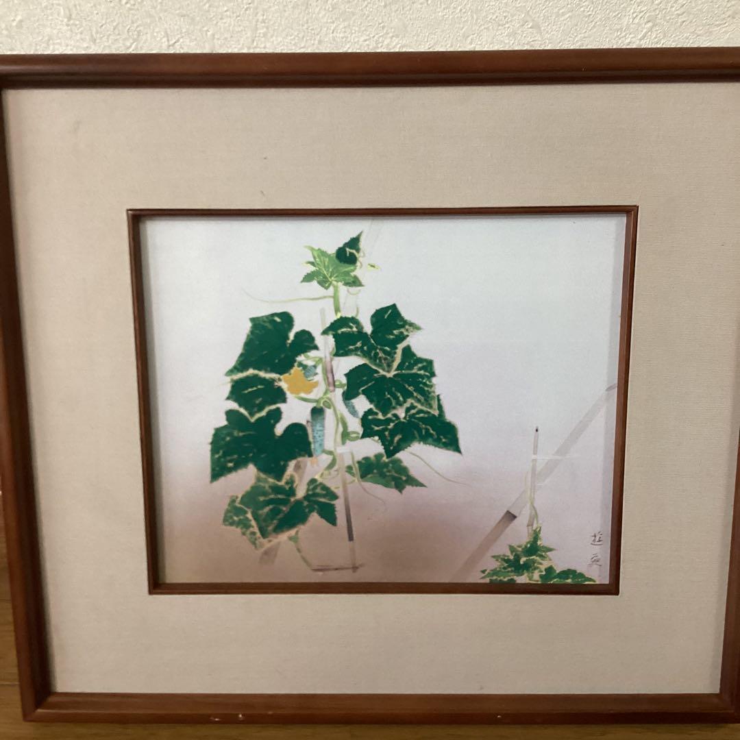 小倉遊亀【オグラユキ】1928年作胡瓜　滋賀県立近代美術館所蔵　陶額　レア品