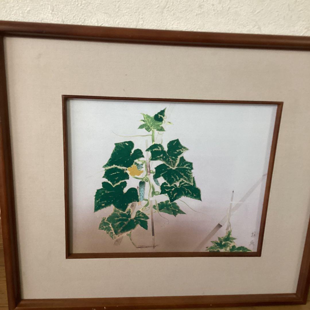 小倉遊亀【オグラユキ】1928年作胡瓜　滋賀県立近代美術館所蔵　陶額　レア品