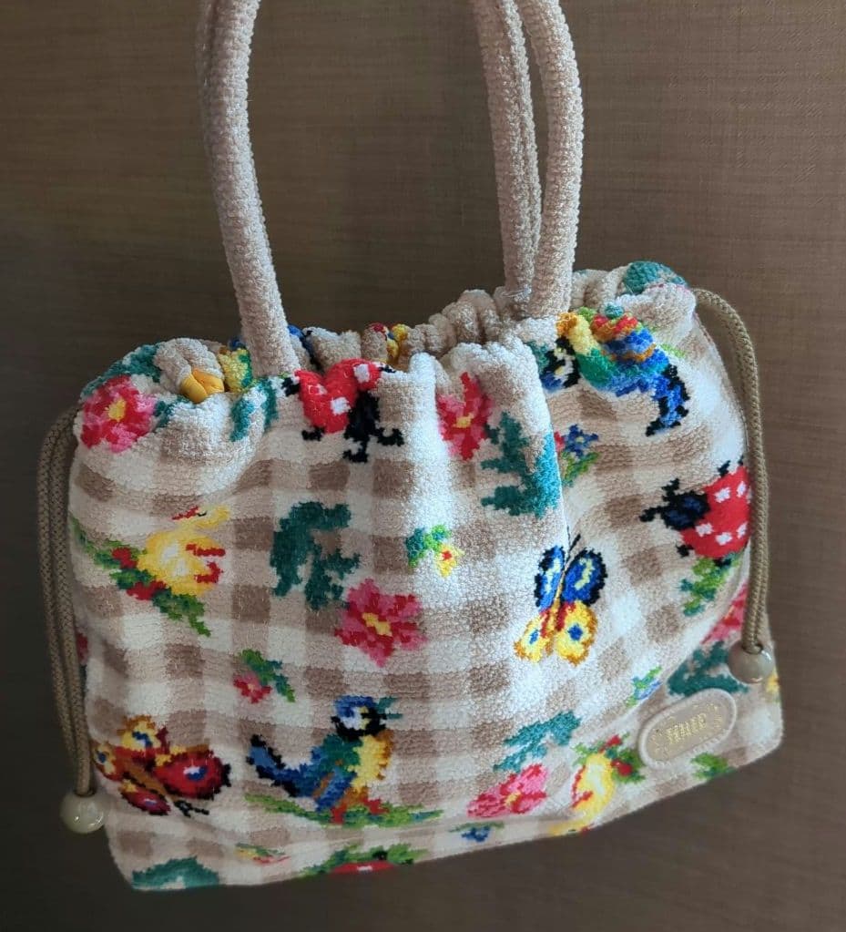 フェイラー ハイジ ハンドバッグ 巾着 チェック　ベージュ