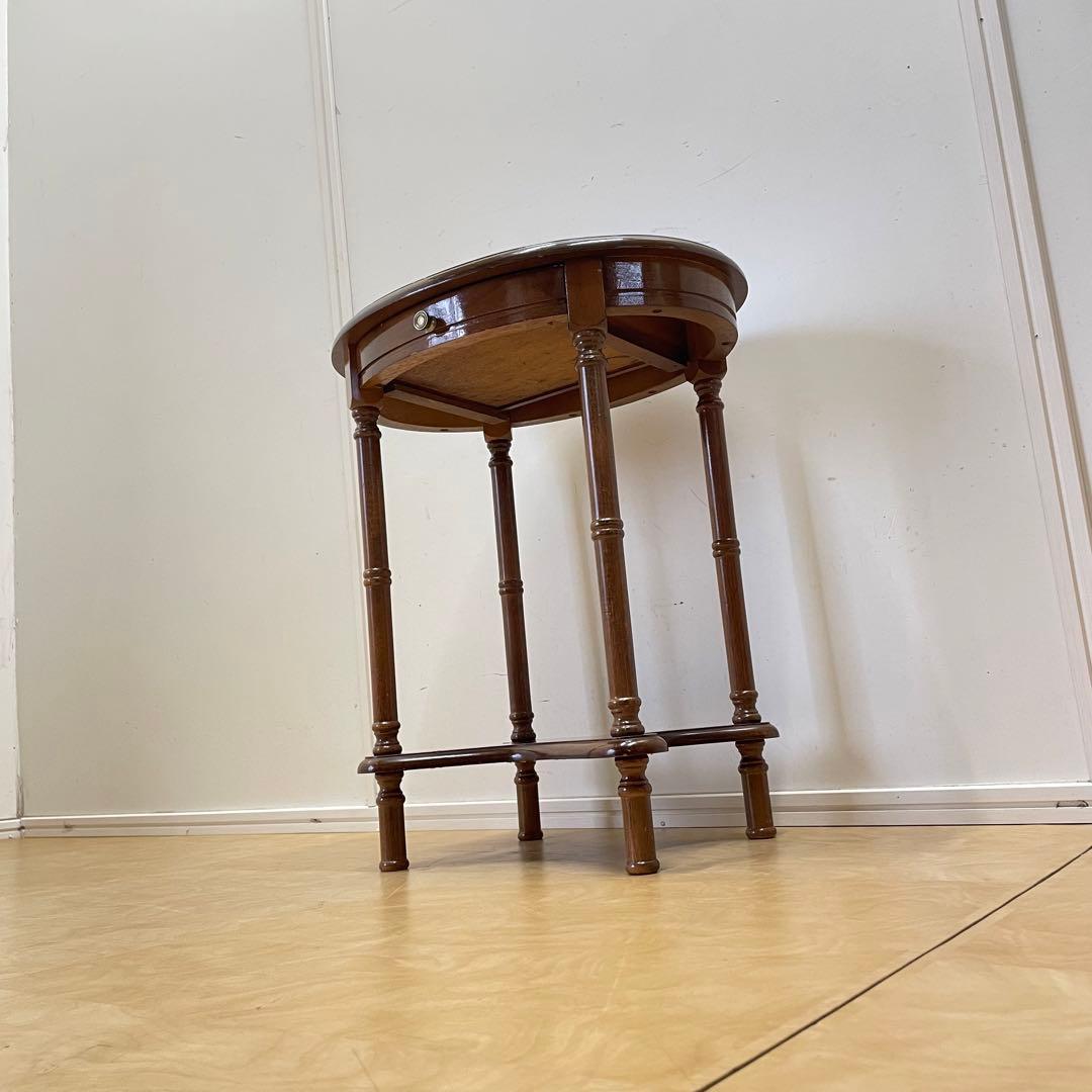 アンティーク調 サイドテーブル 花台 引き出し コンソール 飾り台 イタリア