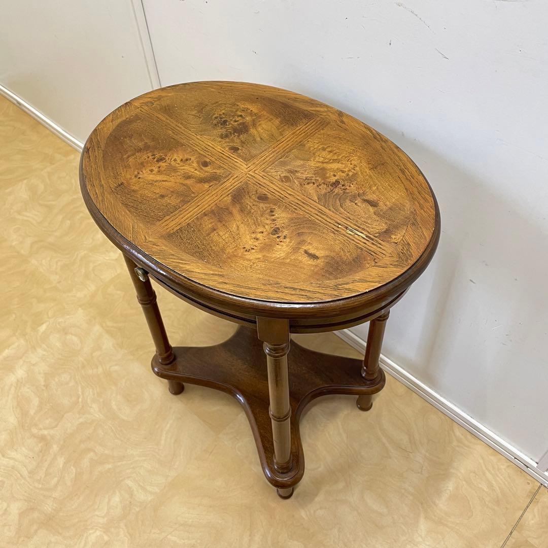 アンティーク調 サイドテーブル 花台 引き出し コンソール 飾り台 イタリア