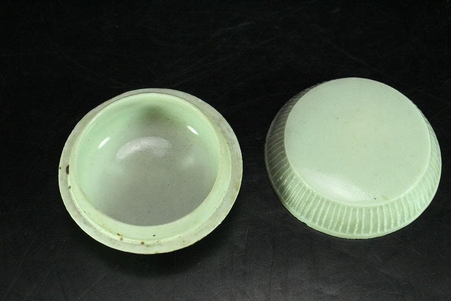 中国美術 唐物 青白磁 香合 茶道具伝来(K-YC378)