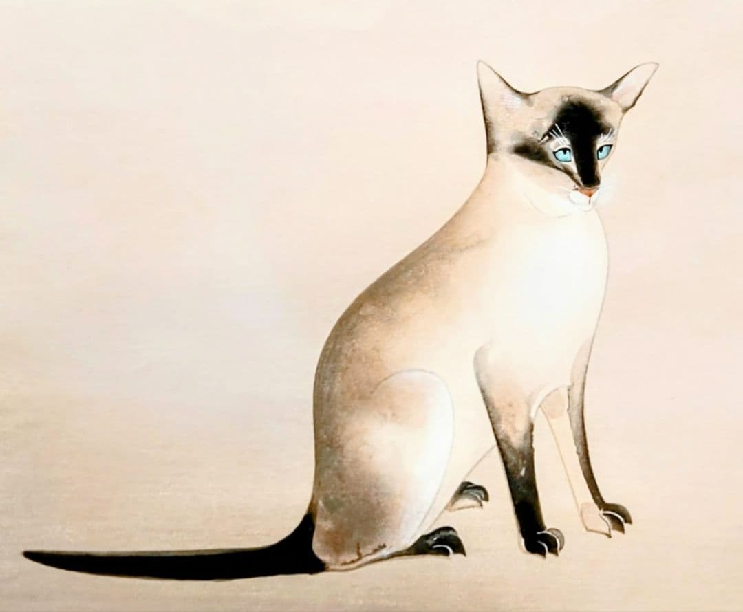 奥村土牛【シャム猫】木版画　直筆サイン　直筆エディションナンバー　落款あり