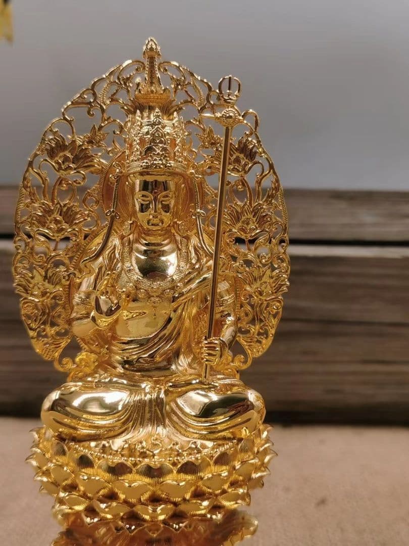 【修縁堂】仏教工芸品 精密彫刻 メッキ 虚空蔵菩薩 虚空蔵 仏像 古美術品