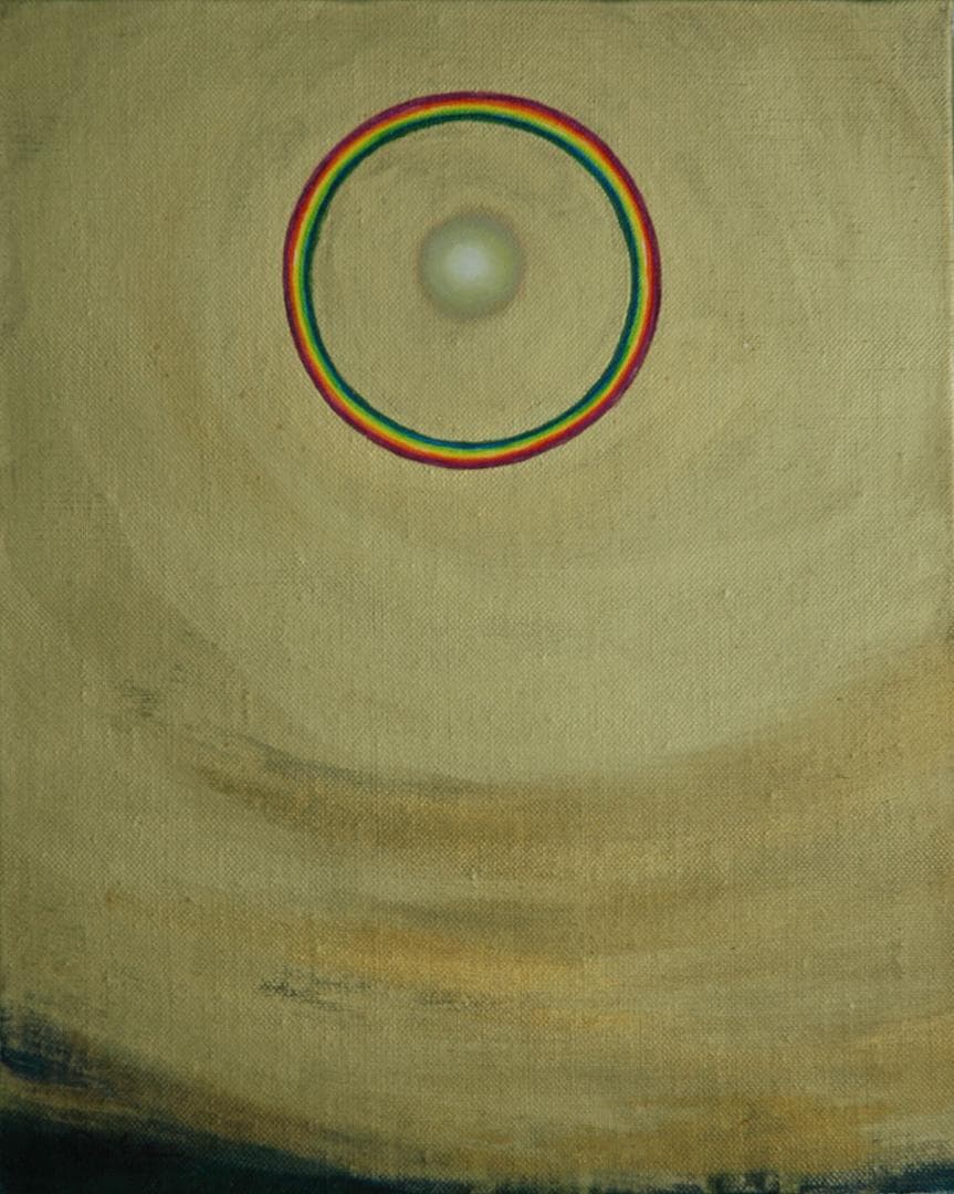 油絵 菅家令子 絵 絵画インテリア額付(青緑＋金色の枠)F3-G92023祈希望