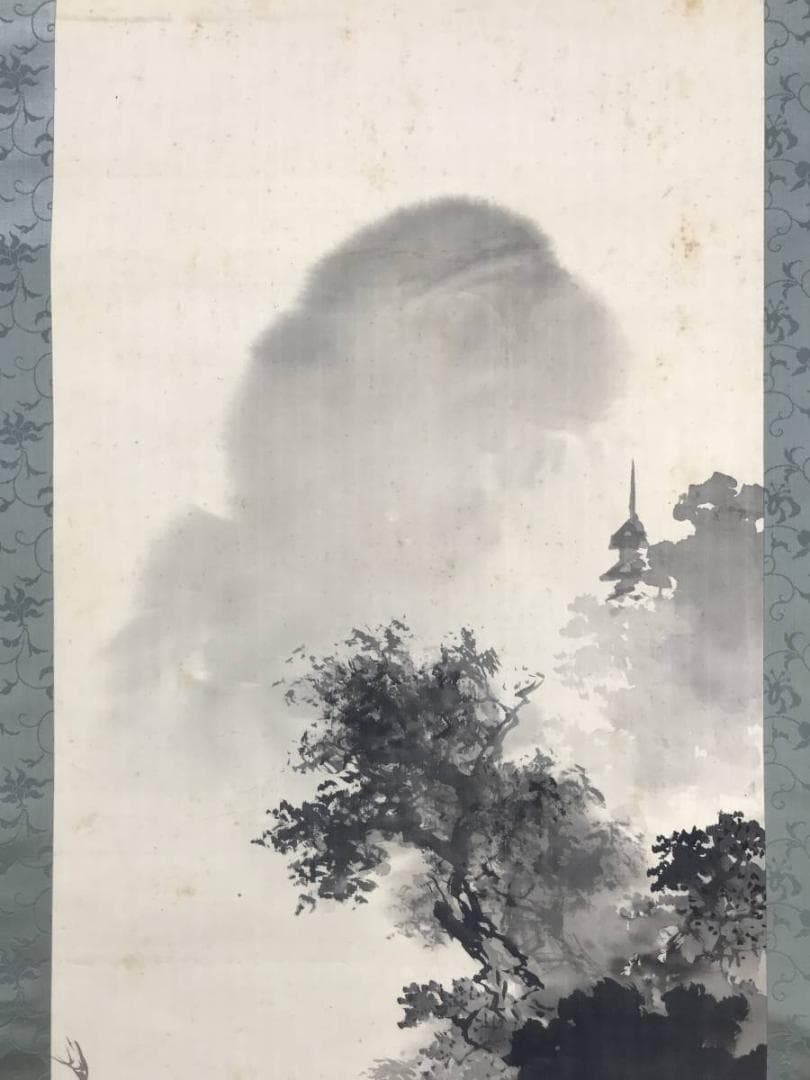 真作/橋本陵華/山水人物図/双幅/掛軸/名家伝来AE-290