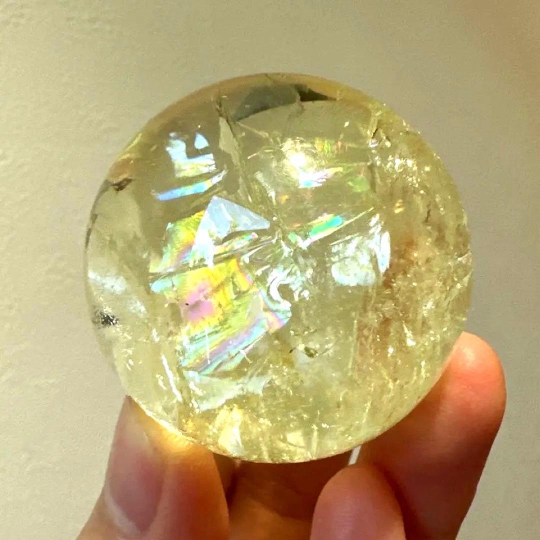 シトリン　虹　スフィア　4.0㎝　レインボーシトリン　Citrine