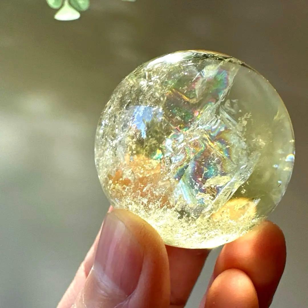 シトリン　虹　スフィア　4.0㎝　レインボーシトリン　Citrine