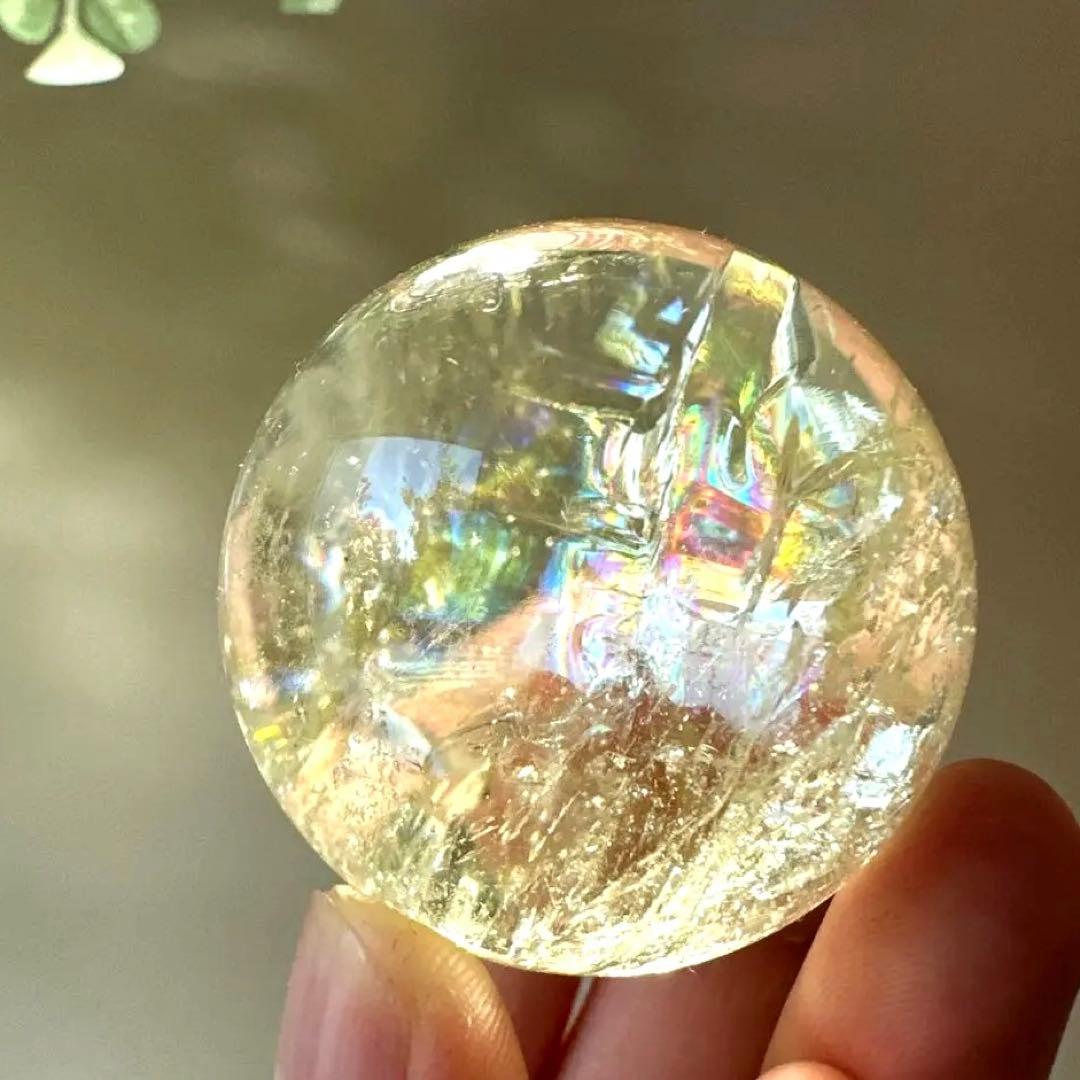 シトリン　虹　スフィア　4.0㎝　レインボーシトリン　Citrine