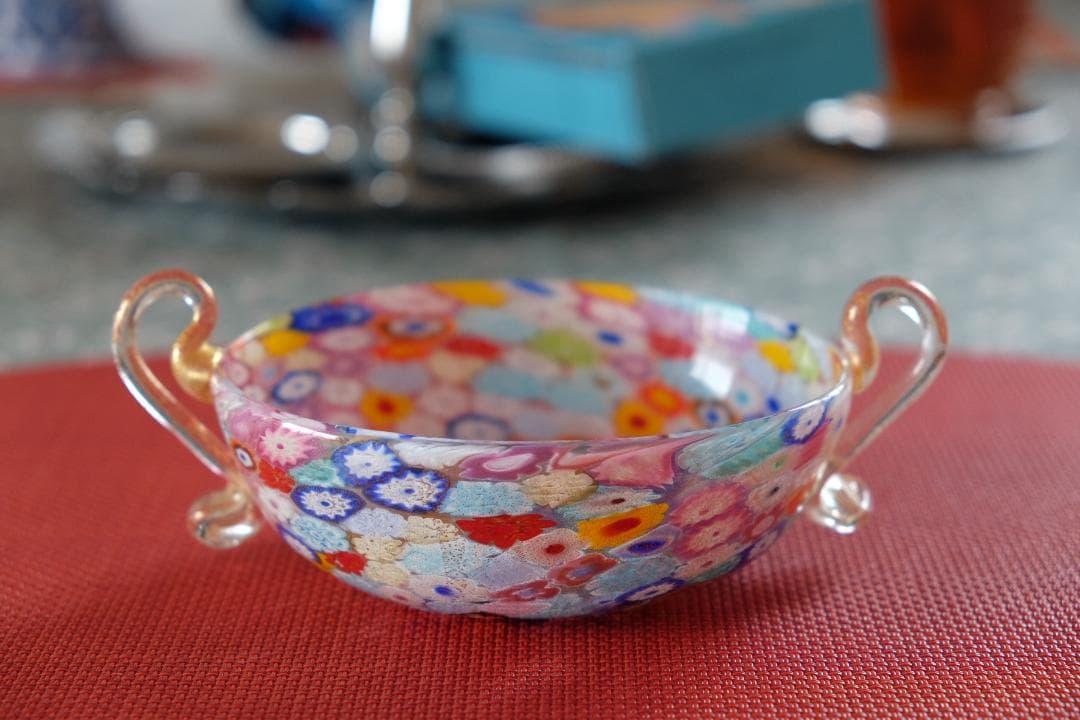 吹きガラス ミルフィオリ 検/プレート/民藝/ワイングラス/舩木倭帆/江波冨士子