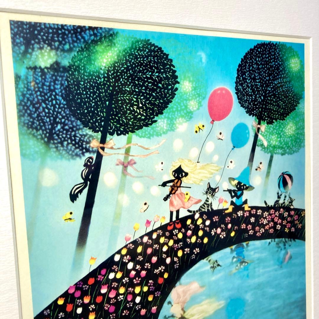 【美品✨】藤城清治「春のデュエット」レフグラフ 直筆サイン入 版画 68/950