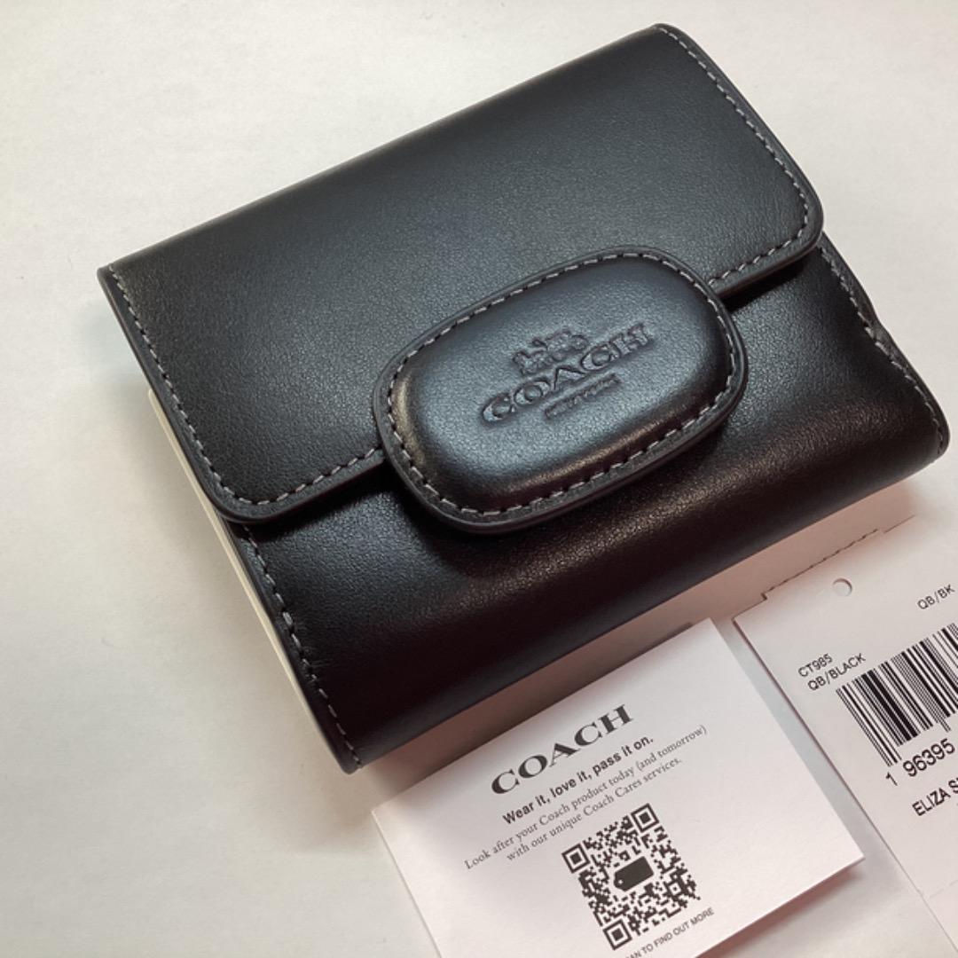 【箱なし特別価格】新品　コーチ　二つ折り財布　ブラック　CT985