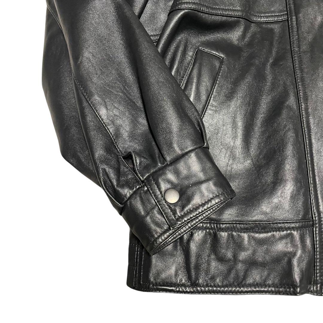 大きいサイズ【vintage】リアルレザーシングルライダースジャケット 黒 XL