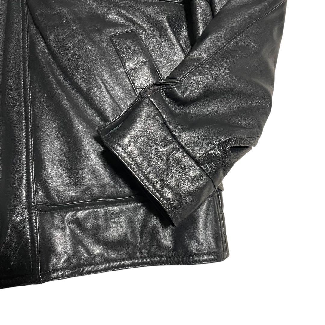 大きいサイズ【vintage】リアルレザーシングルライダースジャケット 黒 XL