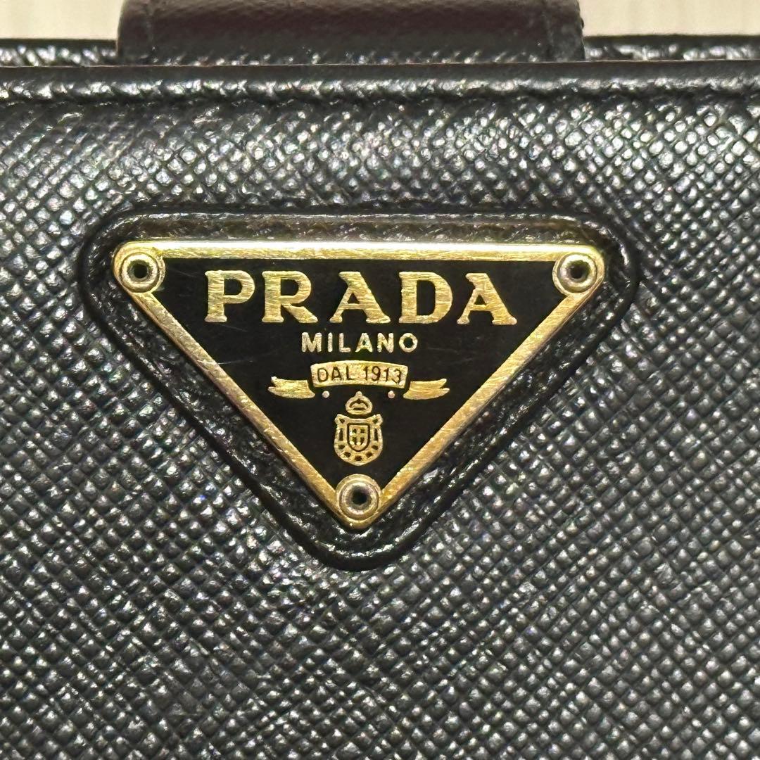PRADA プラダ 二つ折り 財布 L字ファスナー トライアングル 三角 金ロゴ