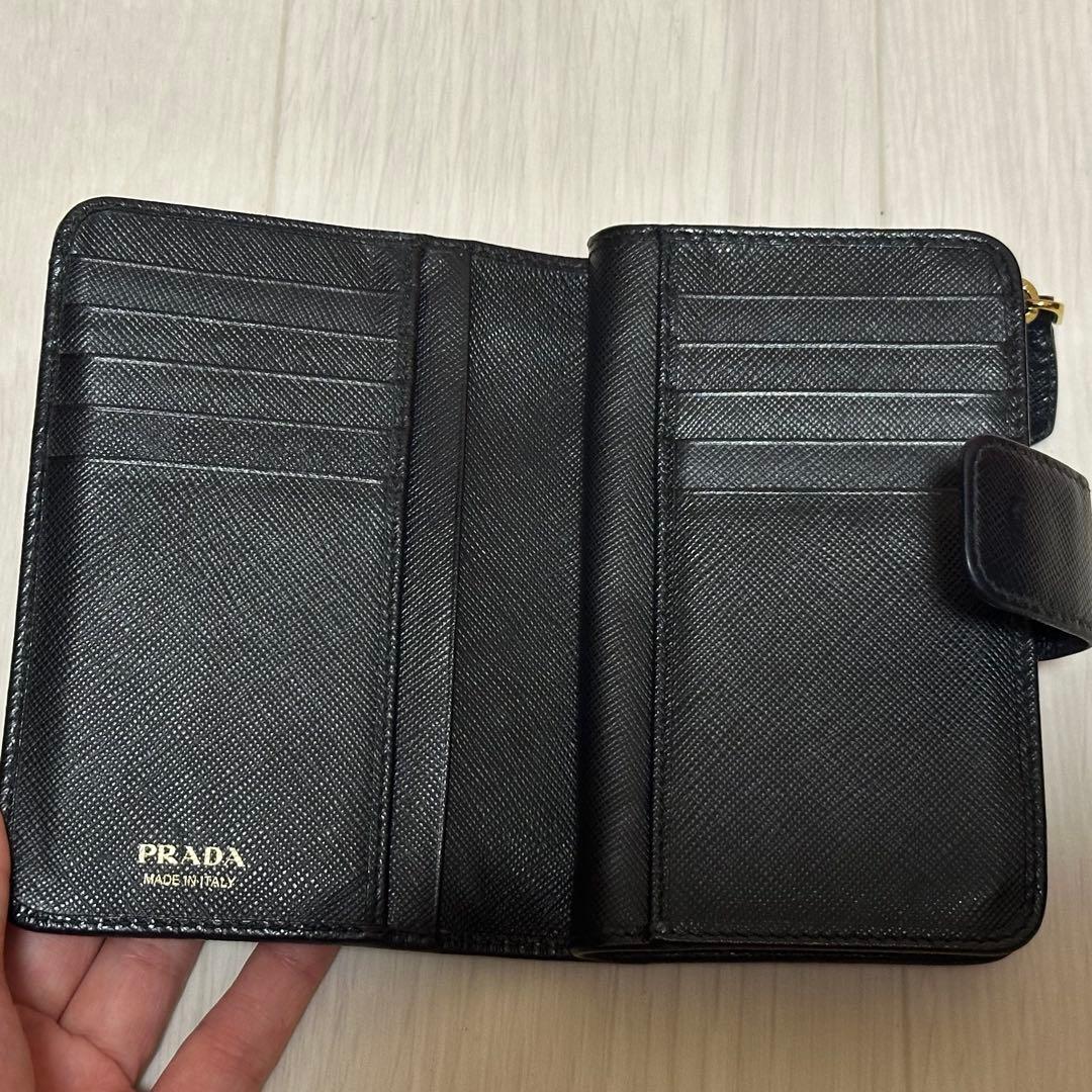 PRADA プラダ 二つ折り 財布 L字ファスナー トライアングル 三角 金ロゴ