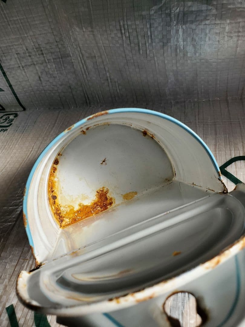 フランス　アンティーク　ホーロー　塩入れ　BB社　ローズガーランド