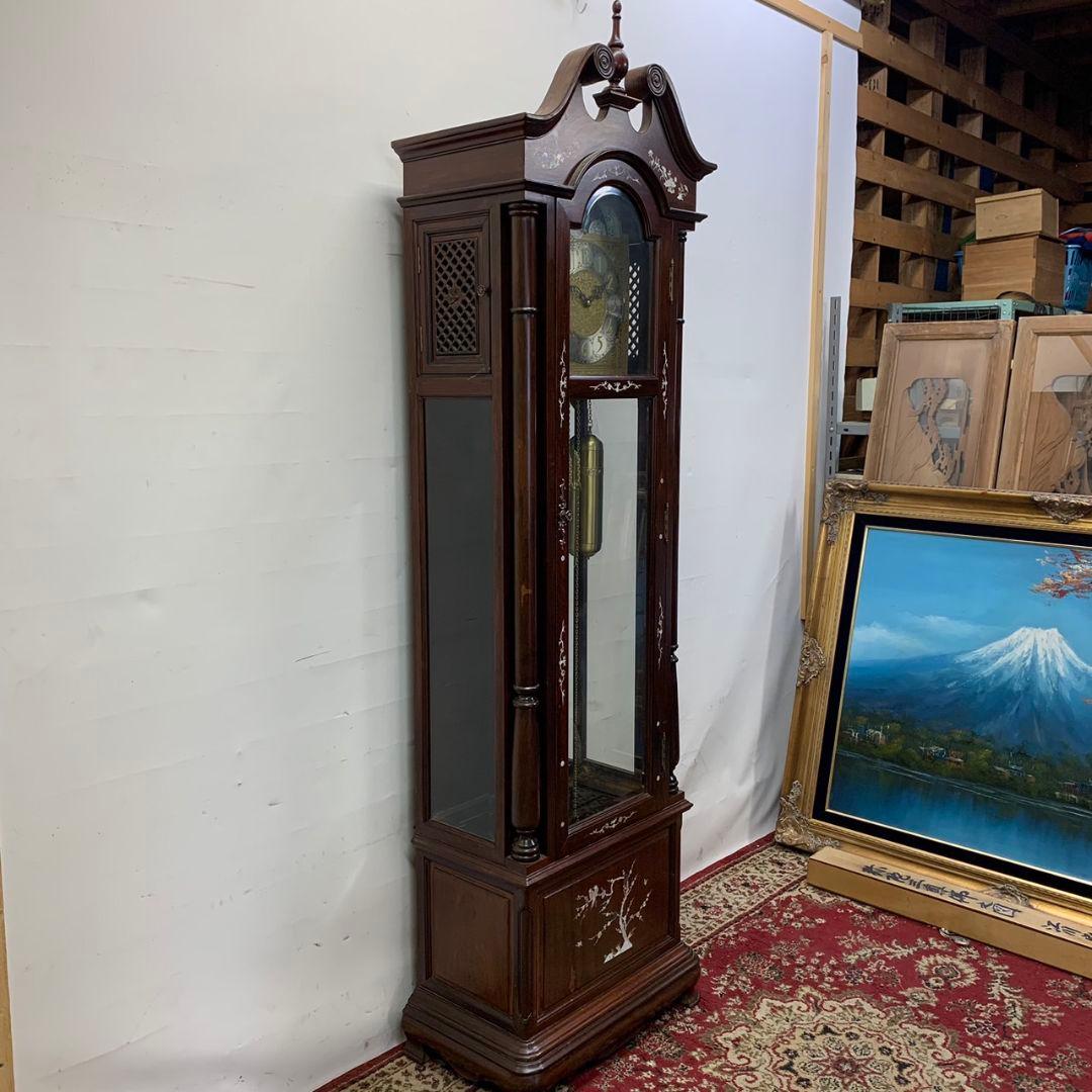 置時計 大型 クラシック 木製柱時計 月相表示付き ホールクロック