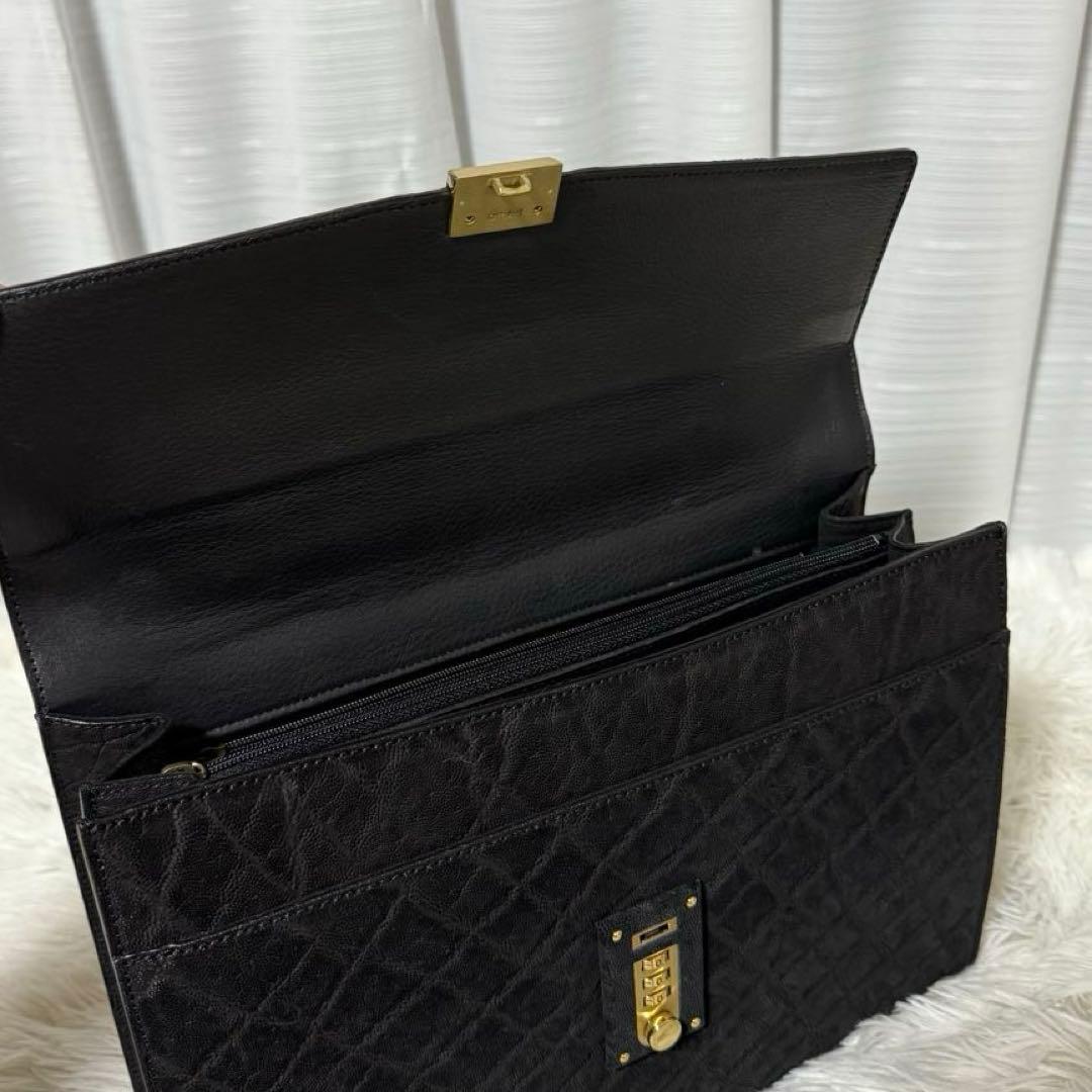 ⭐️新品⭐️　JRA　エレファントレザー　ハンドバッグ　ダイヤル錠　ブラック　象革